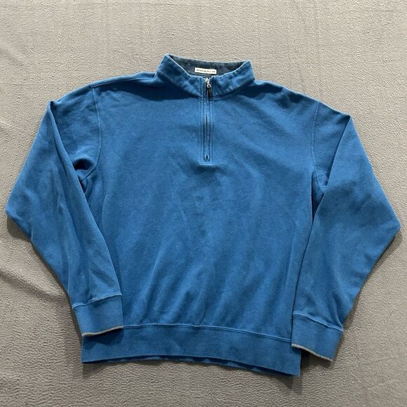 Peter Millar Sweater Mens Large Blue 1/4 Zip Pullover Preppy Golf Cotton - Picture 1 of 6
